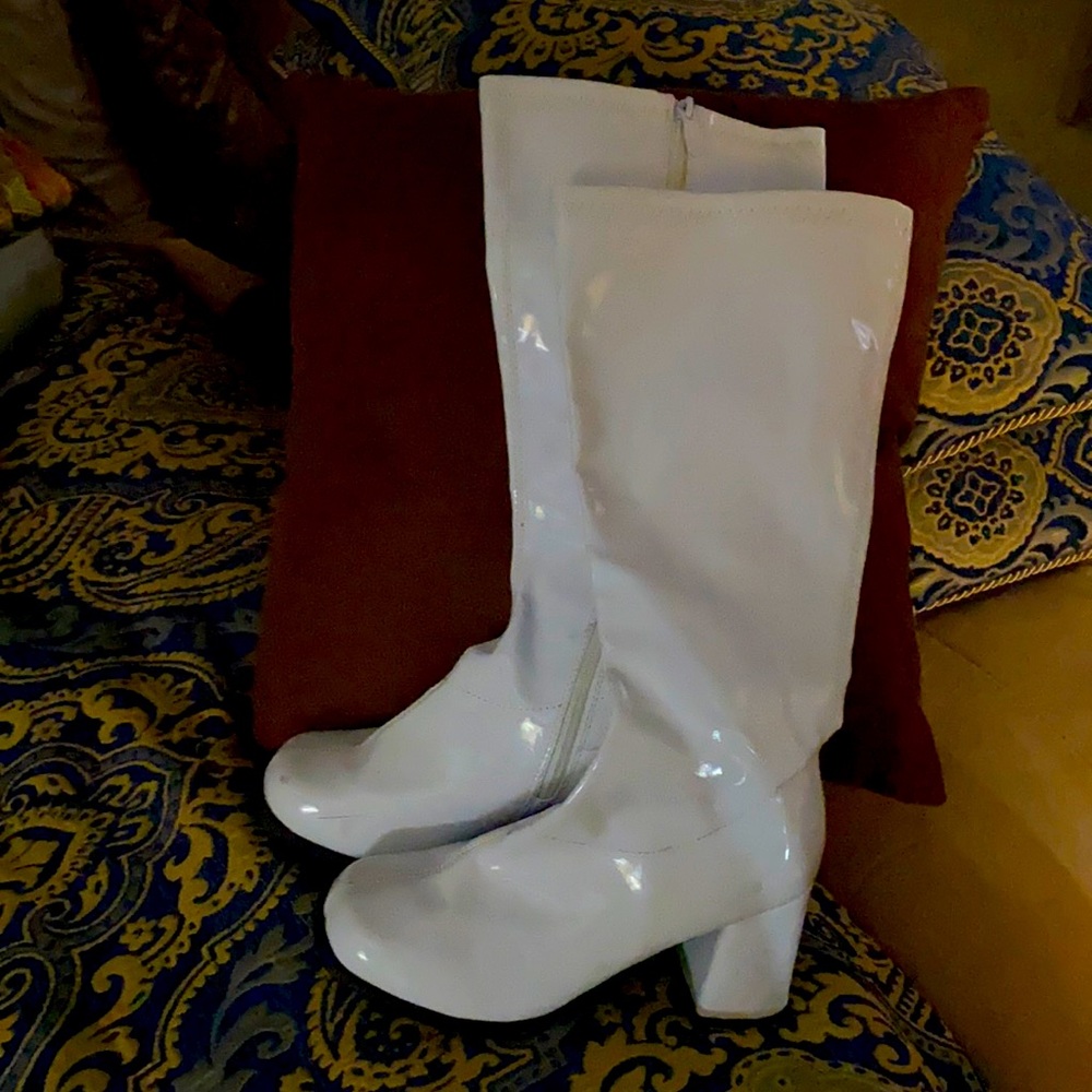 White Patent Novelty Boots
